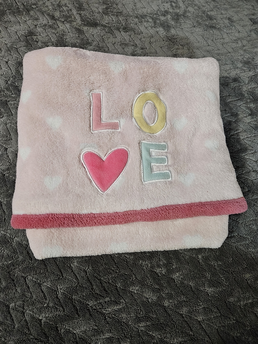 Kids Pink 'LOVE' Heart Plush Blanket by